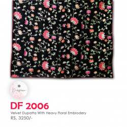 Velvet Dupatta With Heavy Floral Embroidery