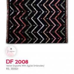 Velvet Dupatta With Heavy ZigZack Embroidery