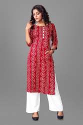 Bandhni Design Kurti With Plazzo