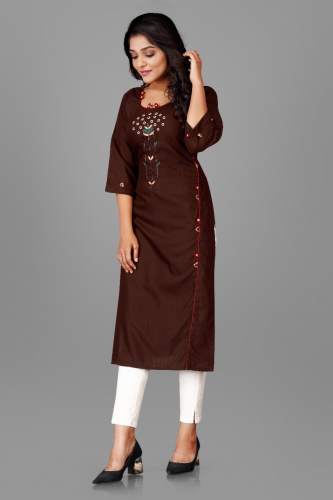 Designer Handwork Magic Cotton Slub Kurti