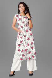 Rayon Printed Sleeveless Kurta
