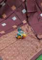 Anya Maroon Banarasi Lichi Silk Saree thumb 1