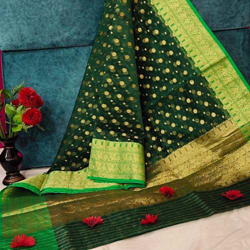 Fancy Muslin Kora Silk Saree by M S Silk And Sarees
