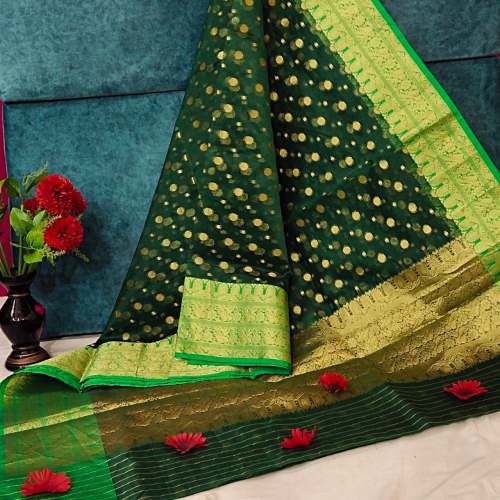 Fancy Muslin Kora Silk Saree by M S Silk And Sarees