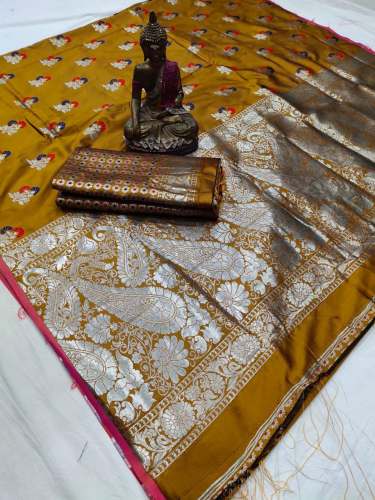 Zari Work Banarasi Lichi Silk Saree 