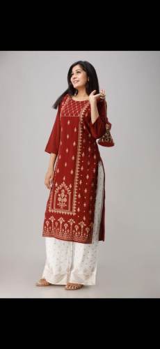 Designer Gold  Print Palazzo Kurti 