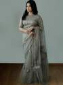 Embroidered Designer Net Saree  thumb 2