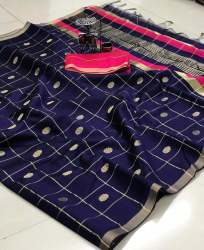 Check Print Fancy Silk Saree