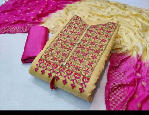 Dress chanderi with emboridry work