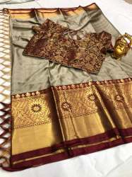Gold Zari Work Cotton Silk Saree