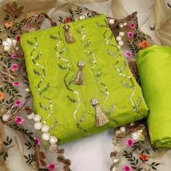 Heavy chanderi with sequence dress material