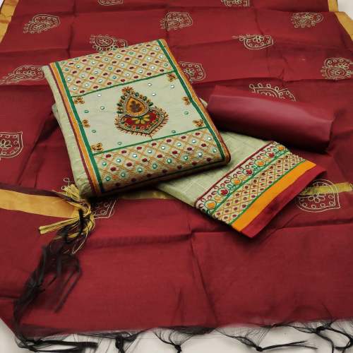katli work cotton dress material fancy