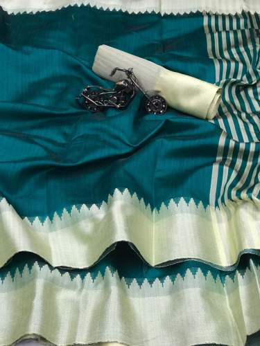 Raw Silk Saree With Lining Pallu Royal Tassels