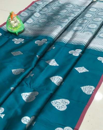 Silver Zari Work Lichi Silk Saree