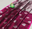 Silver Zari Work Lichi Silk Saree thumb 4