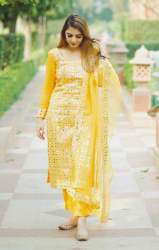  GEORGETTE  MIRROR PEPAR EMBROIDERY PALAZZO KURTI