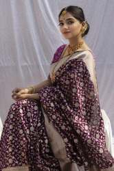 Gold Zari Work Soft Lichi Silk Saree