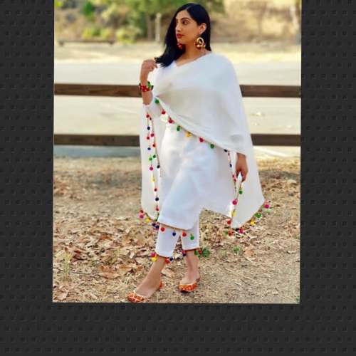 NEW DESIGNER WHITE SUIT WITH DREES