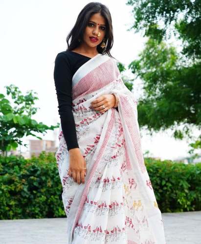 PRINTIG FANCY LILEN SAREE