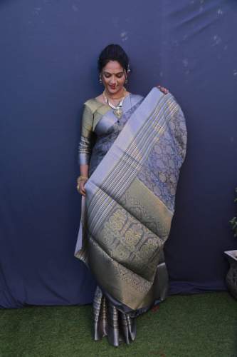 Pure Silk With Silver and Gold jari Saree