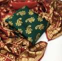 BANARASI SILK DRESS MATERIAL WITH DUPPTA thumb 2