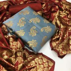BANARASI SILK DRESS MATERIAL WITH JACQUARD DUPPATA