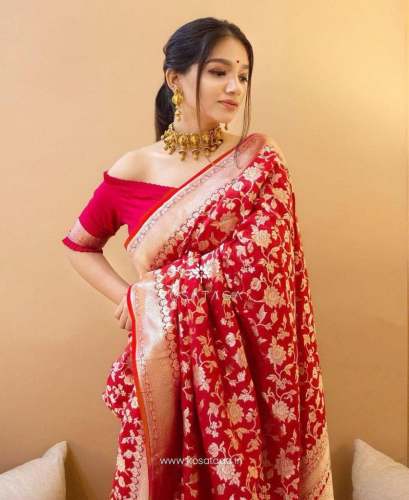 SOFT BANARASI LICHI SILK SAREE WITH ZARI JACQUARD