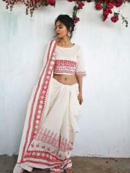 BRIGHT LINEN DIGITAL PRINT SAREE