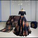 HEAVY NET WITH DIGITAL PRINTED LEHNGA BLACK COLOUR