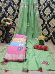 LINEN COTTON GOLDEN BOADER SAREE