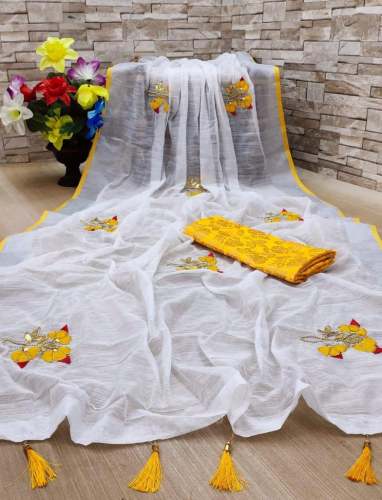 LINEN EMBROIDERY SAREE