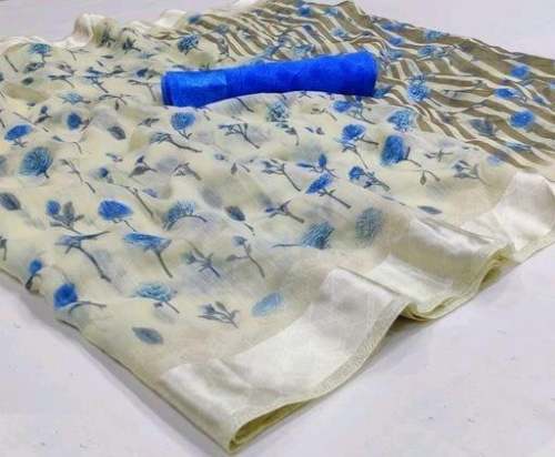 Linen prited  saree