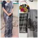 LINEN COTTON SILK DIGITAL PRINTED SAREE thumb 15