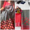LINEN COTTON SILK DIGITAL PRINTED SAREE thumb 6
