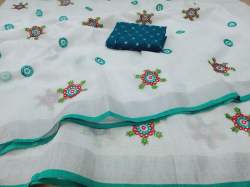 LINEN SAREE WITH MIROR WORK