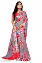 Linen  saree with printed work thumb 1