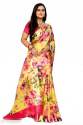 Linen  saree with printed work thumb 2