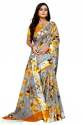 Linen saree with printed work thumb 4