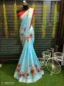 LINEN SATIN PATTA SAREE thumb 8
