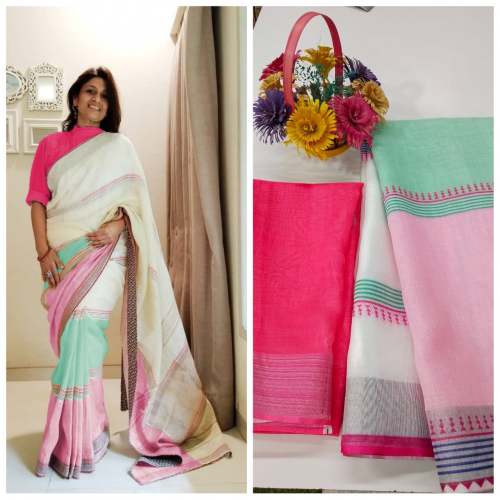  LINEN COTTON SILK DIGITAL PRINTED SAREE