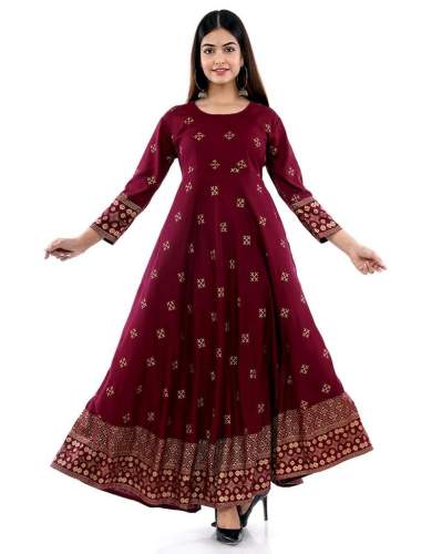 RAYON GOWN WITH FOLI WORK 