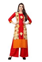 RAYON HEAVY KURTI  WITH INDO COTTON INNER & PLAZO