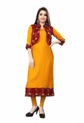 RAYON KURTI WITH KHADI COTTON KOTI