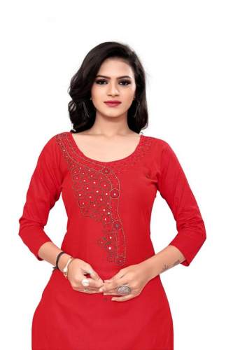 RED COLOUR JAM COTTON WITH HANDWORK 