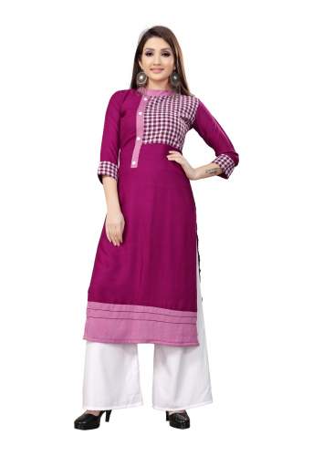 REYON KURTI PURPLE COLOUR WITH WHITE PLAZO