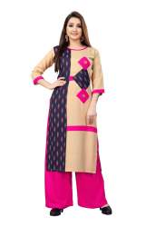 REYON MIX COLOUR KURTI WITH PLAZO