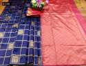 ROYAL BLUE SOFT SILK SAREE thumb 1