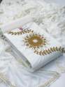 COTTON HANDWORK DRESS MATERIAL WHITE COLOUR  thumb 3