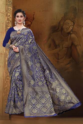 CANDLE BANARASI  COTTON JACQUARD SILK PALLU SAREE