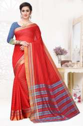 Casual wear silk cotton silver line saree